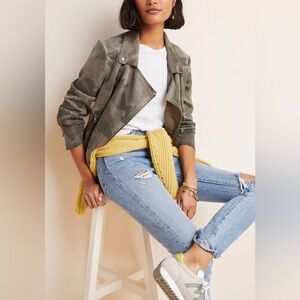 NWT ANTHROPOLOGIE MARRAKECH Camo Moto Jacket Sz Medium